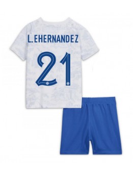Frankrike Lucas Hernandez #21 Replika Borta Kläder Barn VM 2022 Kortärmad (+ byxor)